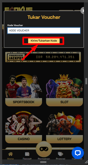 Tombol Kirim atau Tukarkan Kode